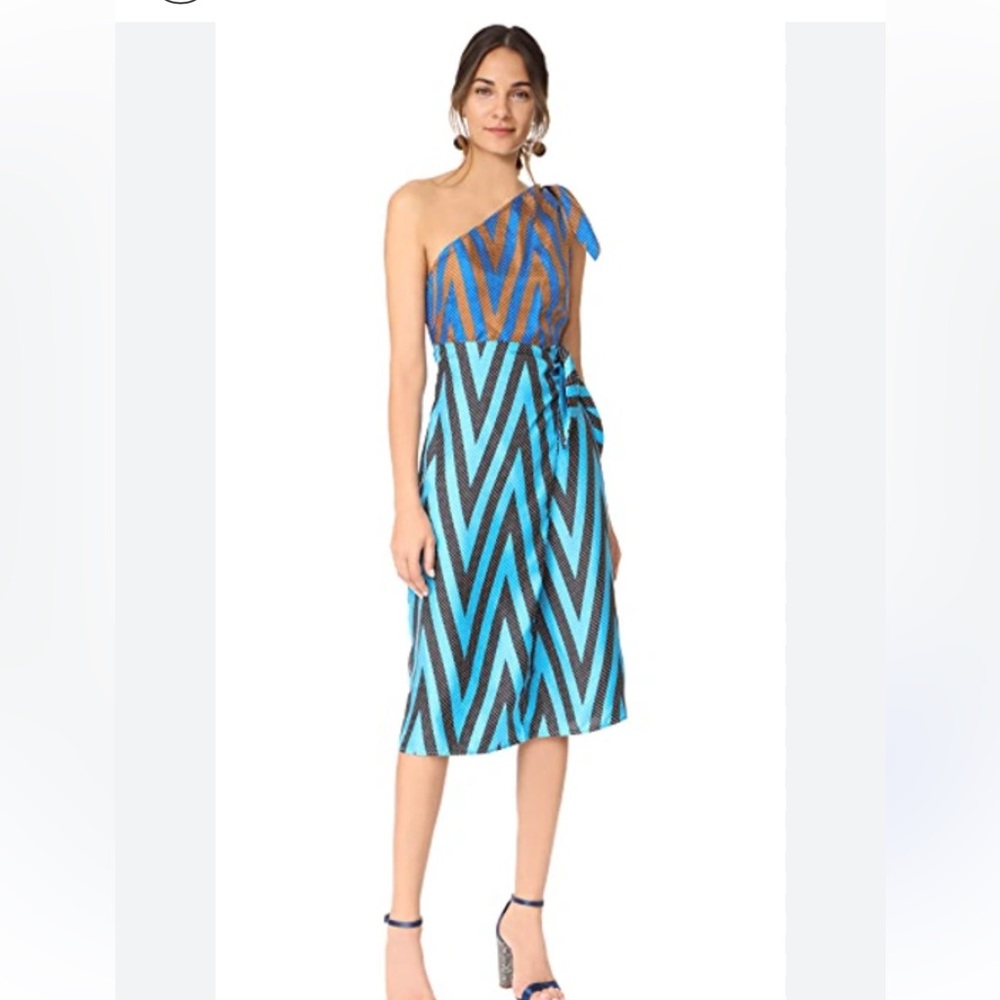 Diane Von Furstenberg One Shoulder Chevron Dress